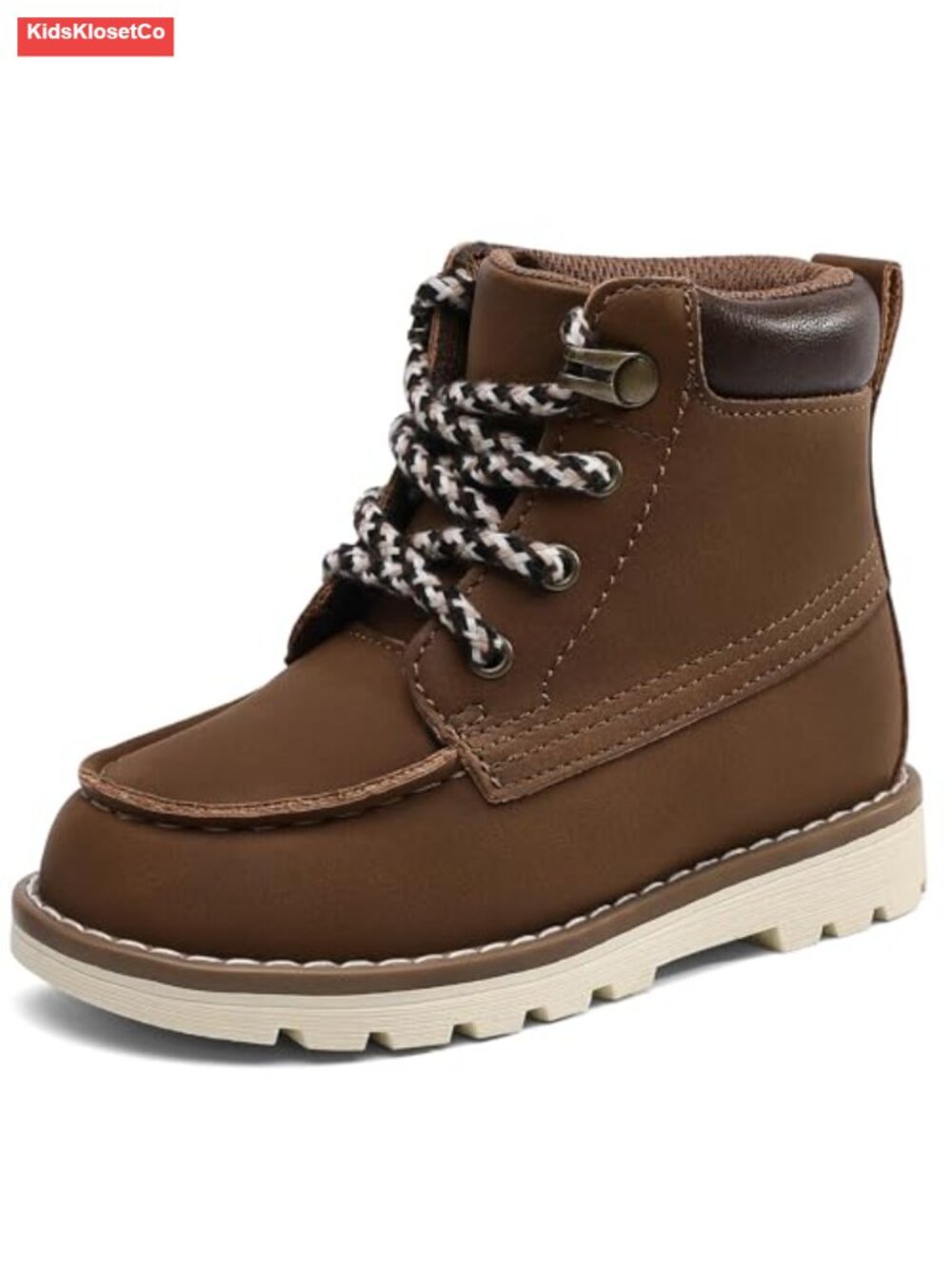 Kids Boys Brown Boots Waterproof Anti Slip Lace Up High Top Faux Leather